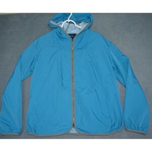 Faconnable Jacket Womens Large Hooded Full Zip Coat Rain  Blue